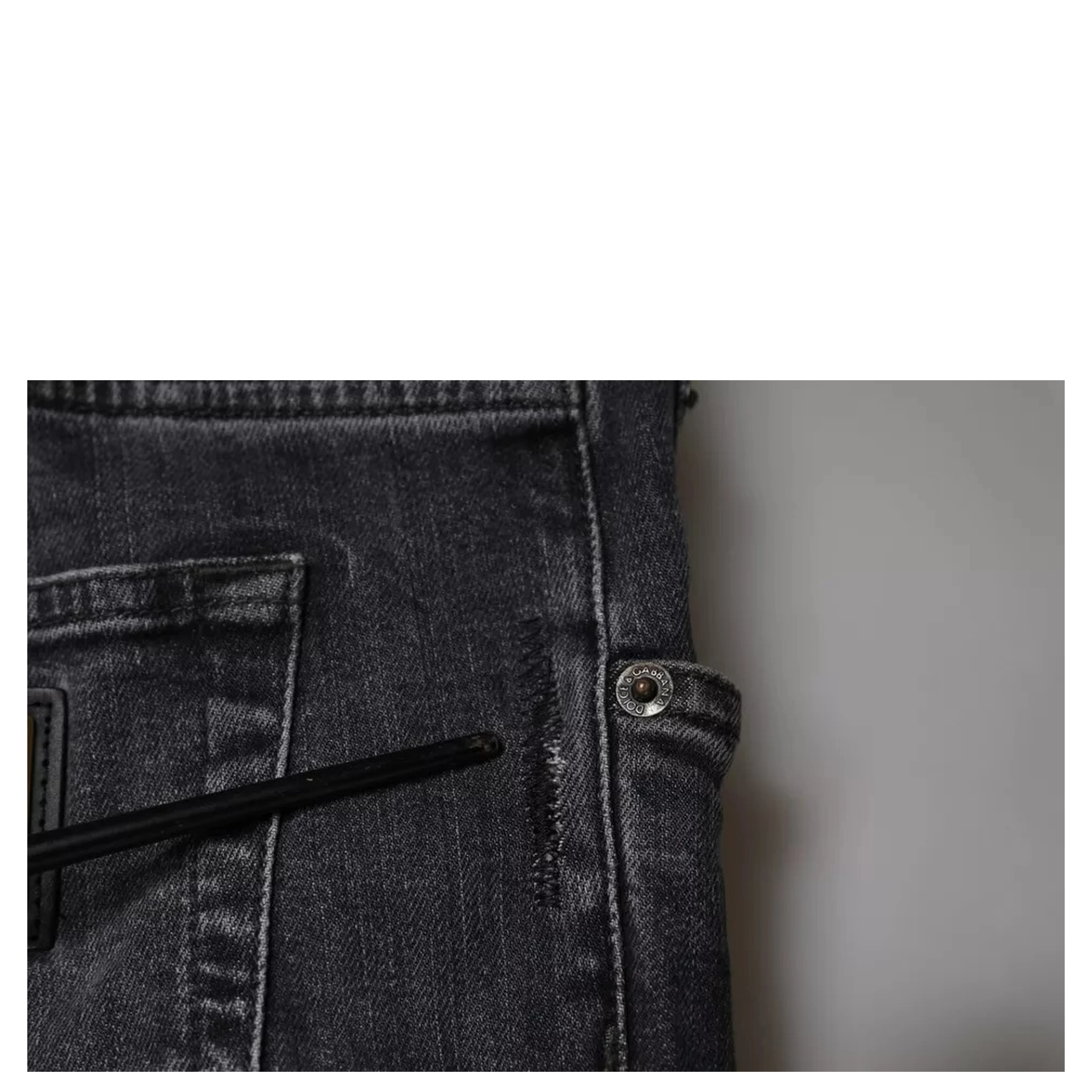 Dark Gray Tattered Cotton Skinny Denim Jeans