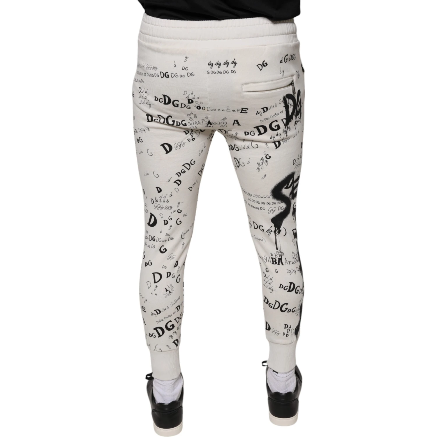 White Printed Cotton Jogger Sweatpants Pants
