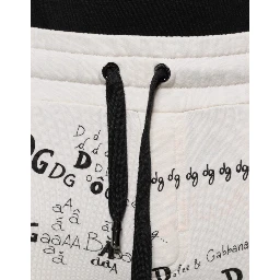 White Printed Cotton Jogger Sweatpants Pants