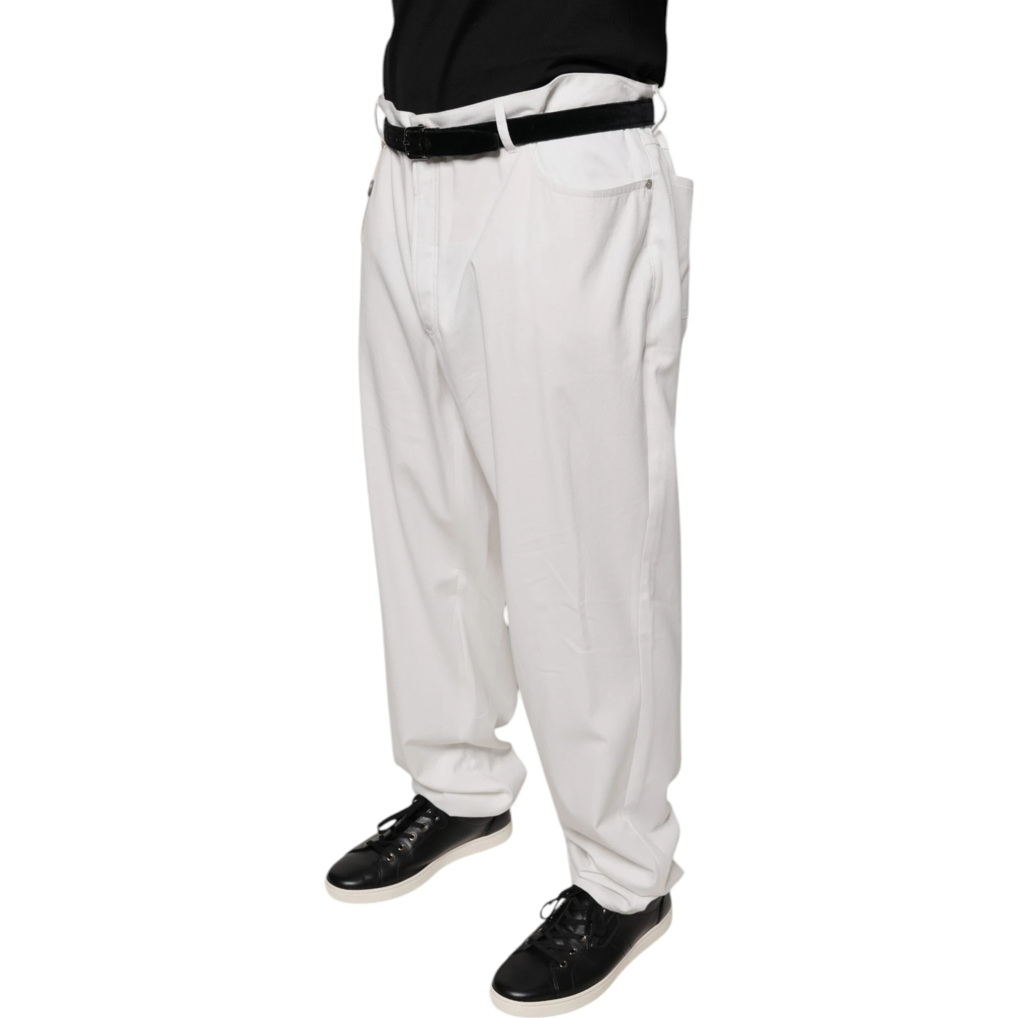 White Cotton Men Dress Tapered Pants