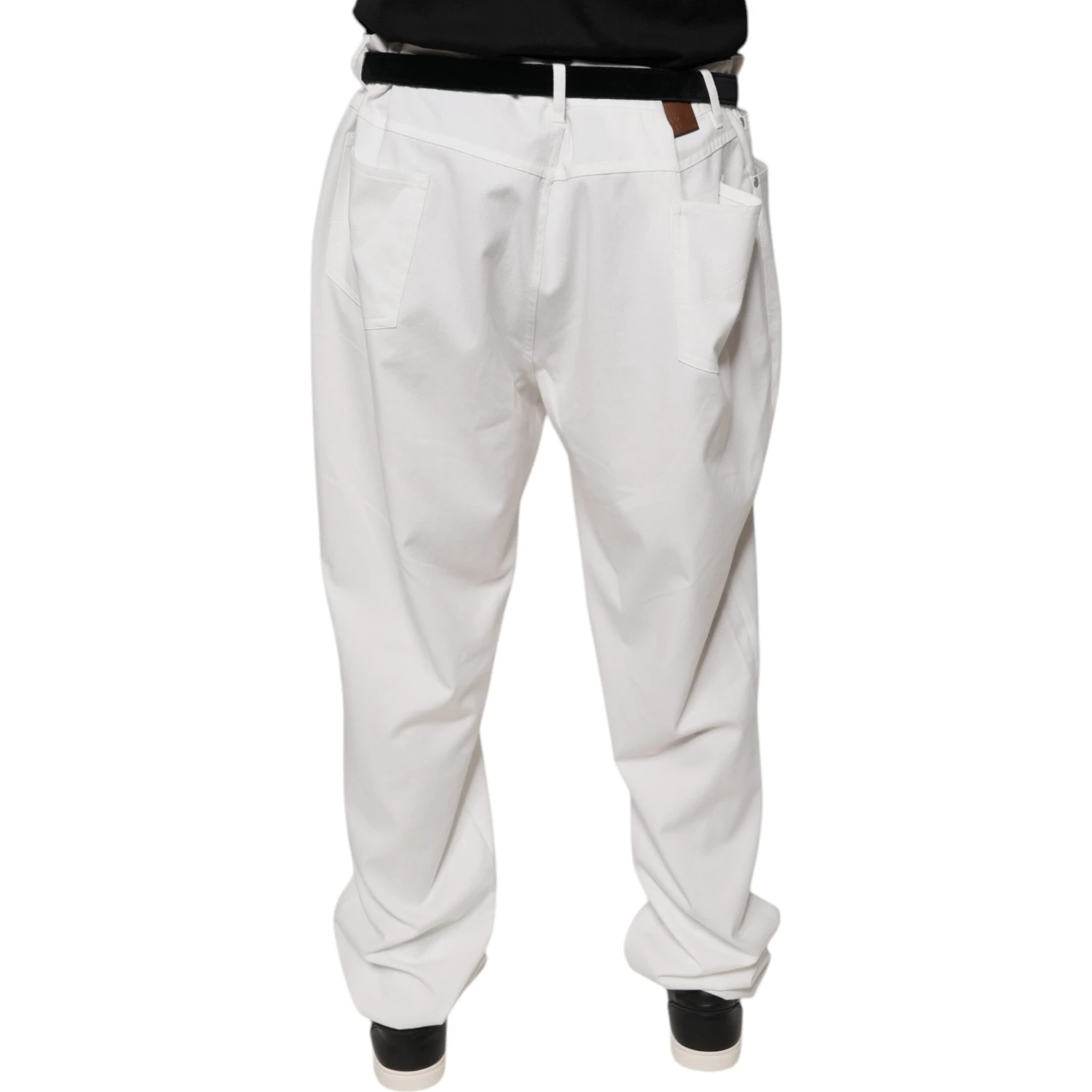 White Cotton Men Dress Tapered Pants