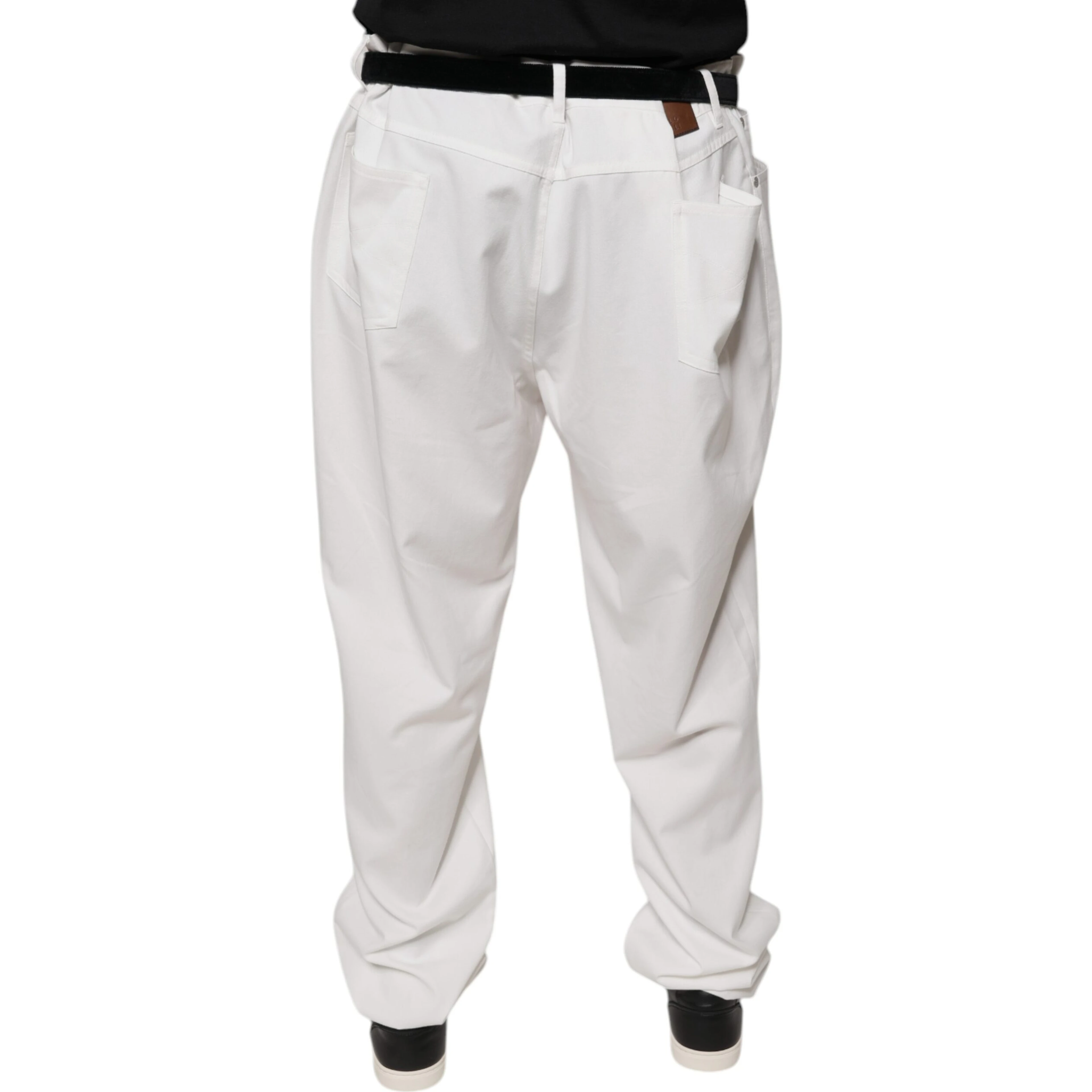 White Cotton Men Dress Tapered Pants