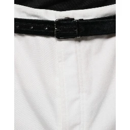 White Cotton Men Dress Tapered Pants