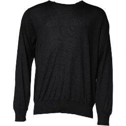 Black Cashmere Crew Neck Pullover Sweater