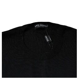 Black Cashmere Crew Neck Pullover Sweater