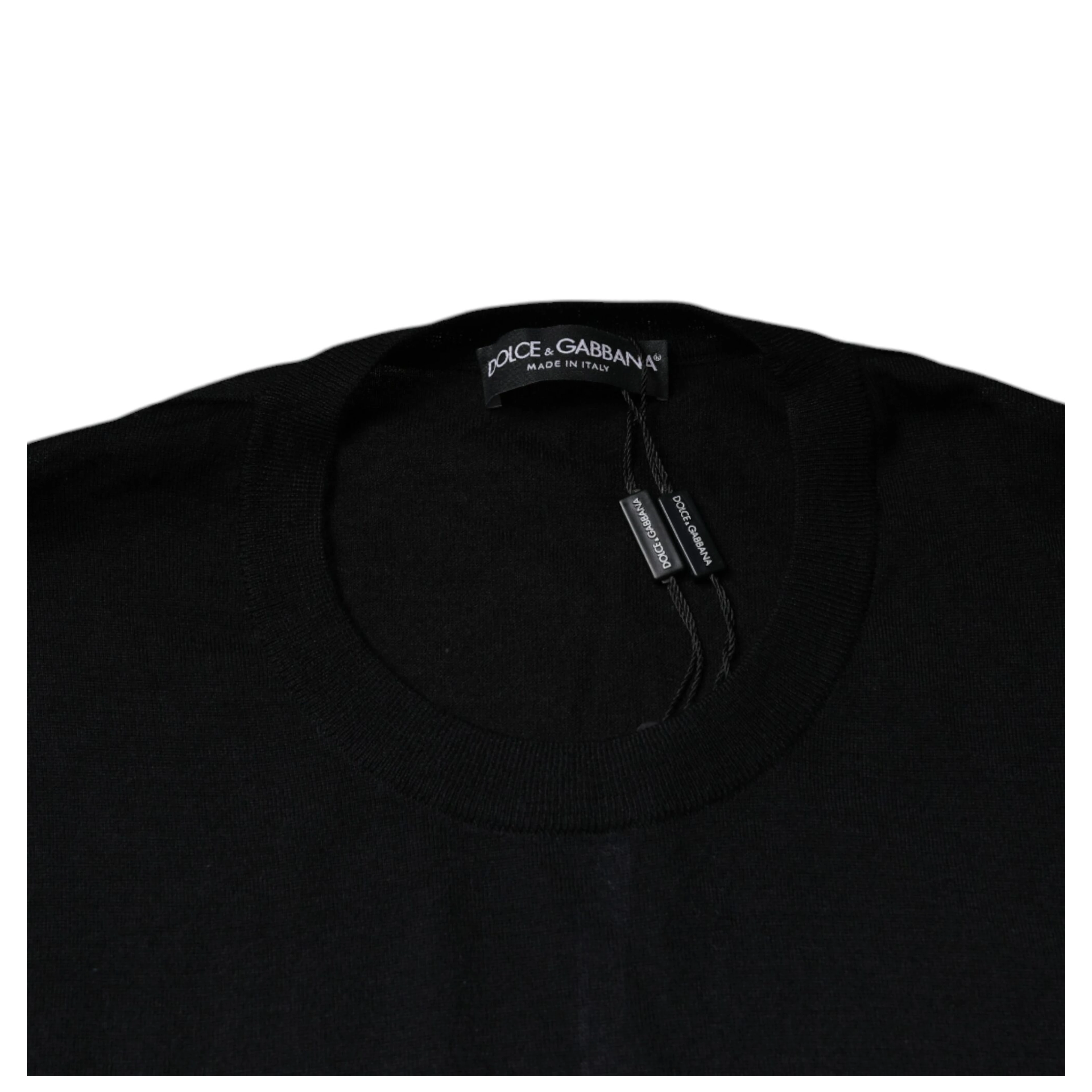 Black Cashmere Crew Neck Pullover Sweater