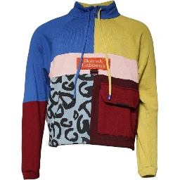 Multicolor Patchwork Men Sweatshirt Sweater