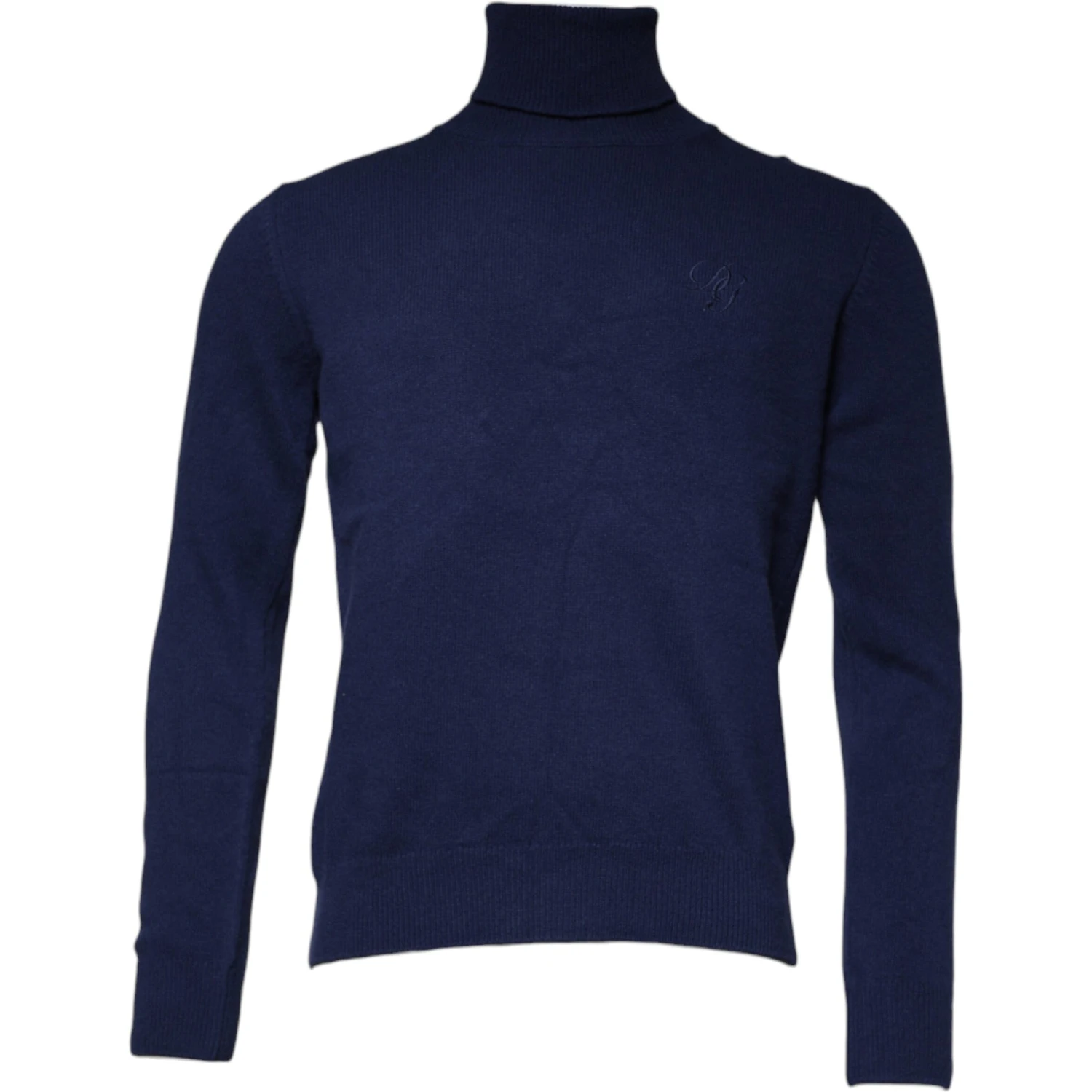 Blue Wool Knit Turtleneck Pullover Sweater