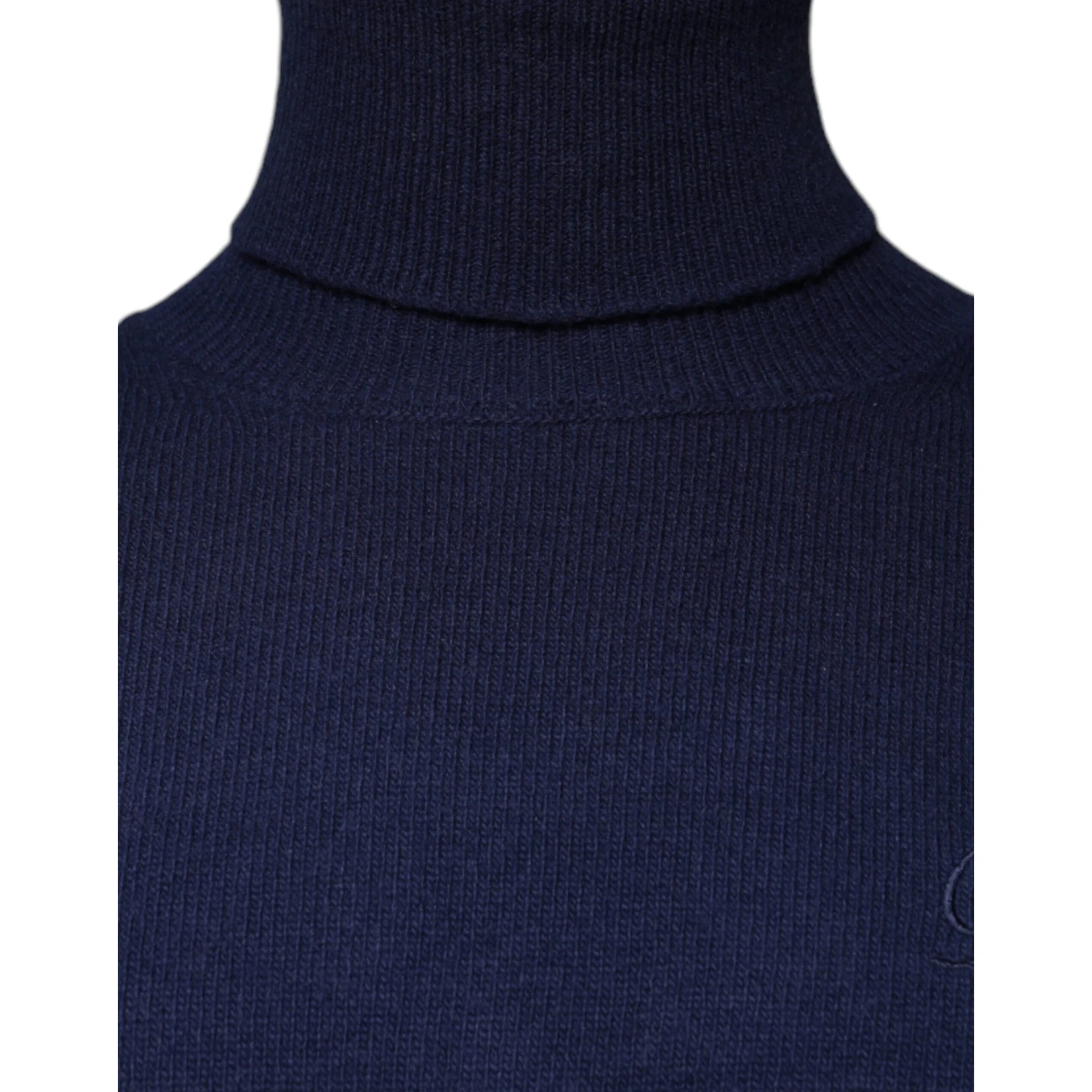 Blue Wool Knit Turtleneck Pullover Sweater
