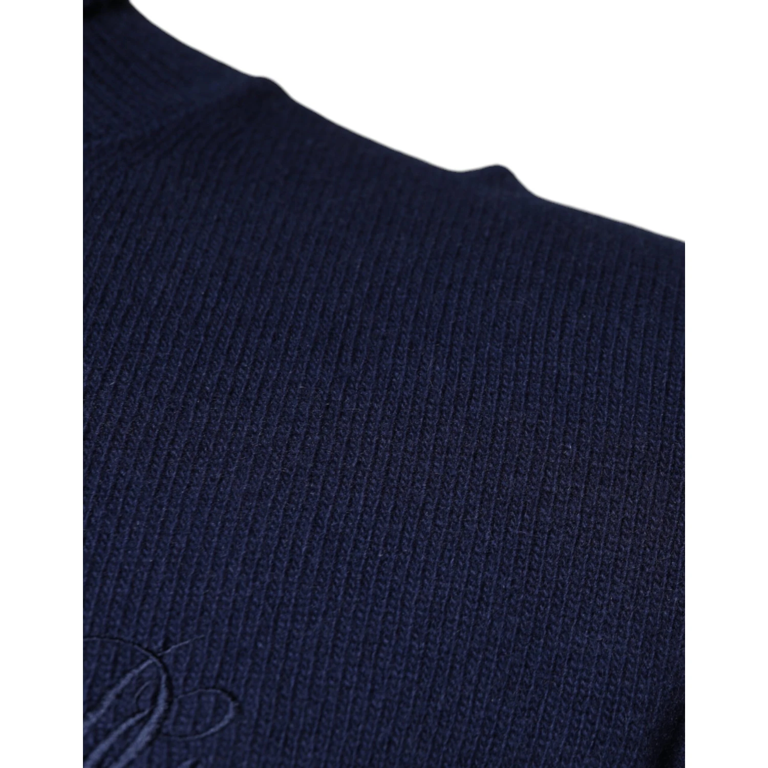 Blue Wool Knit Turtleneck Pullover Sweater