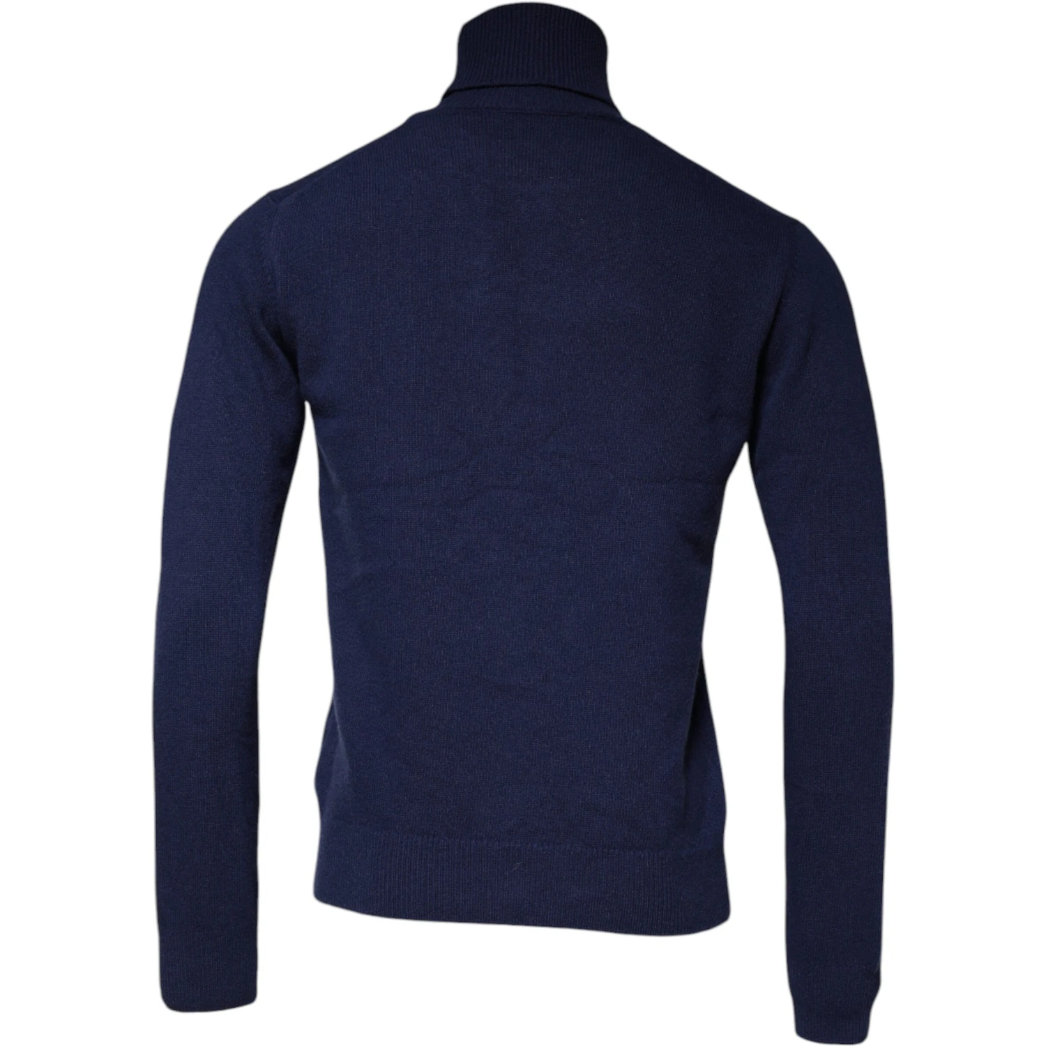 Blue Wool Knit Turtleneck Pullover Sweater