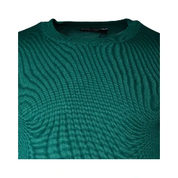 Green Wool Knit Crew Neck Pullover Sweater