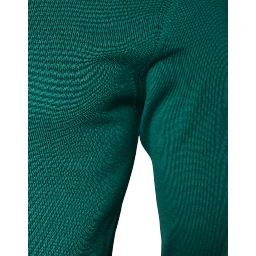 Green Wool Knit Crew Neck Pullover Sweater