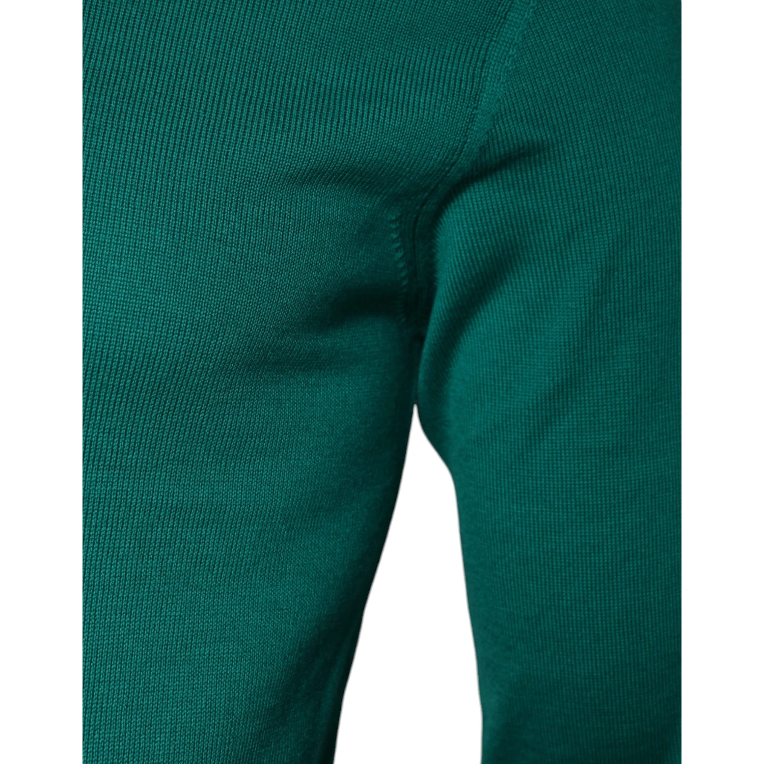 Green Wool Knit Crew Neck Pullover Sweater