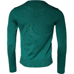 Green Wool Knit Crew Neck Pullover Sweater