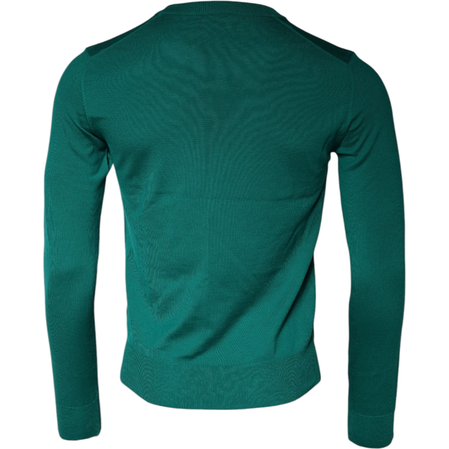 Green Wool Knit Crew Neck Pullover Sweater