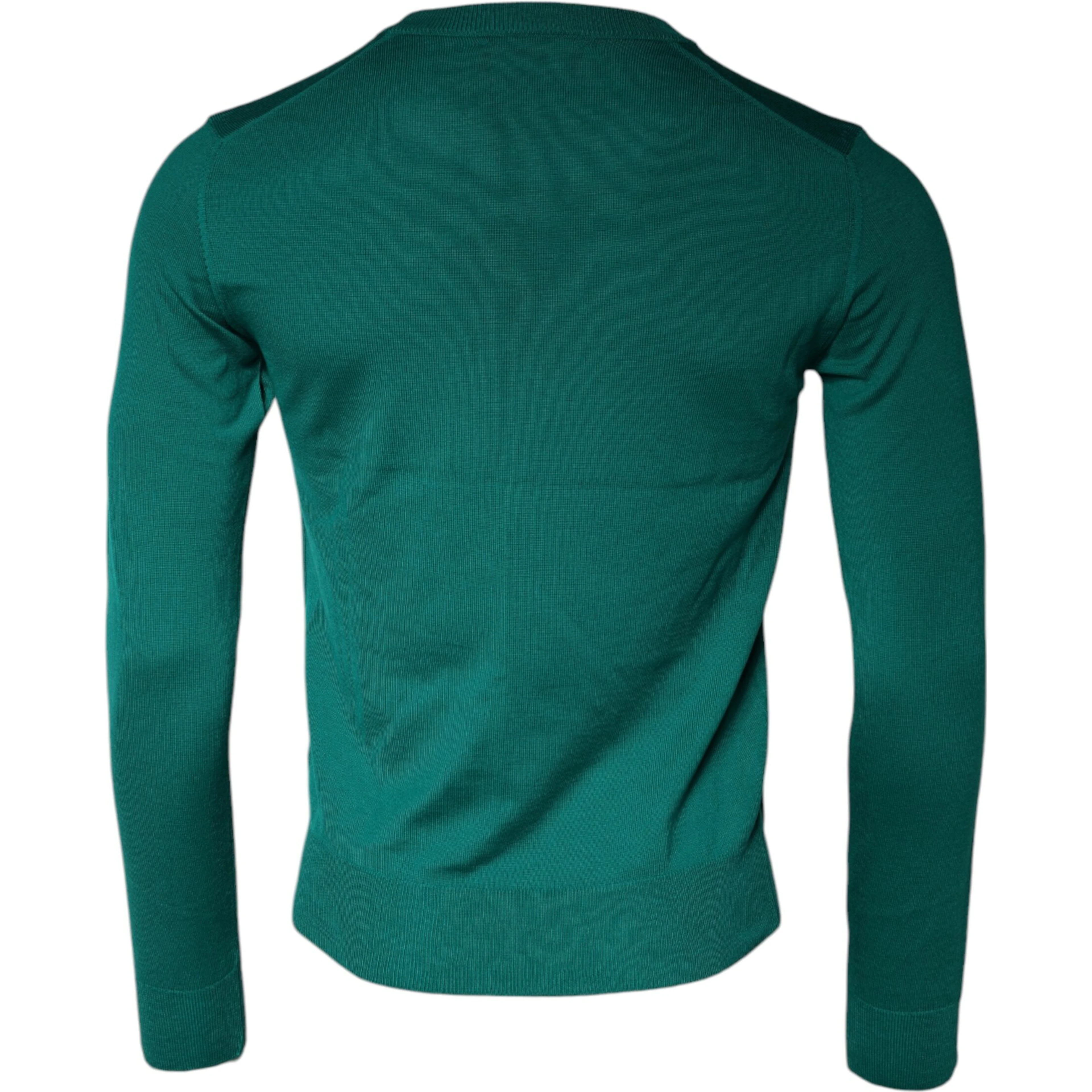 Green Wool Knit Crew Neck Pullover Sweater