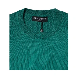 Green Wool Knit Crew Neck Pullover Sweater
