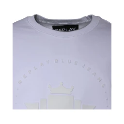 White Embossed Logo Crew Neck Men Sweatshirt Sweater