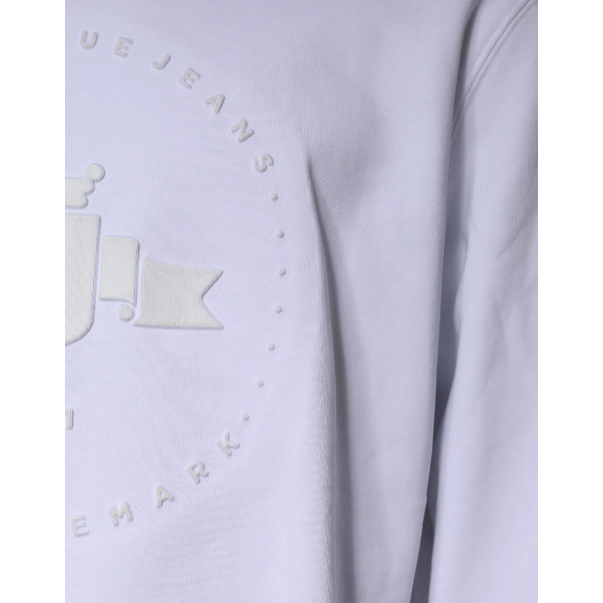 White Embossed Logo Crew Neck Men Sweatshirt Sweater
