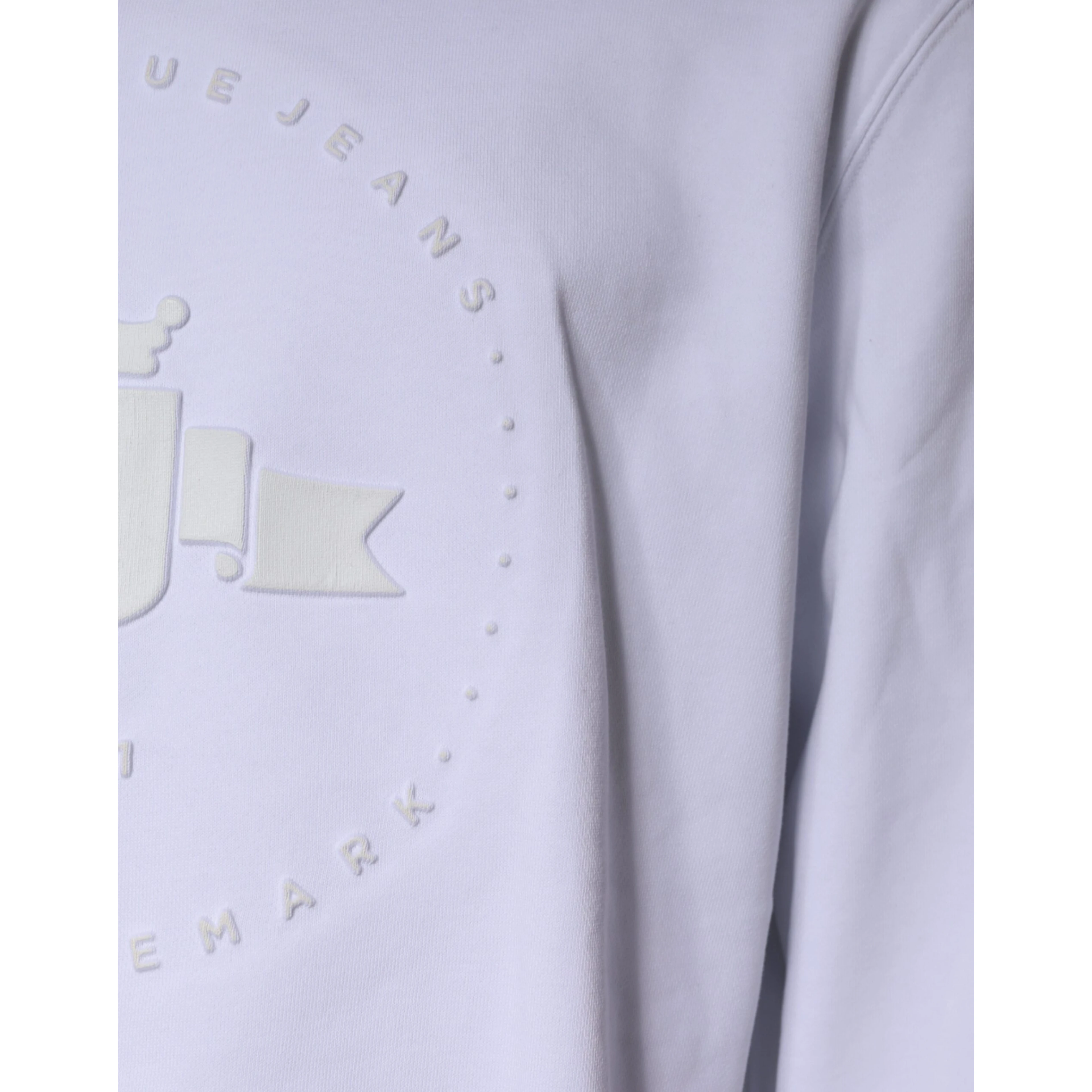 White Embossed Logo Crew Neck Men Sweatshirt Sweater