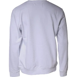 White Embossed Logo Crew Neck Men Sweatshirt Sweater