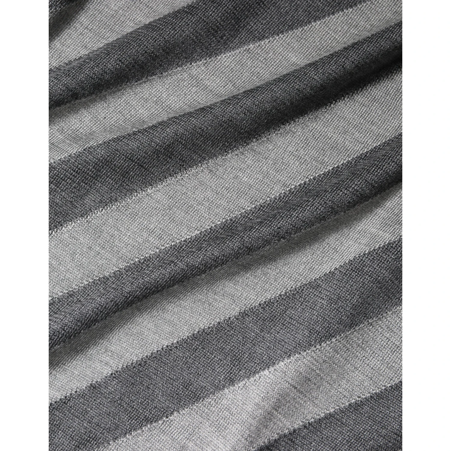 Gray Stripes Long Sleeve Round Neck Pullover Sweater