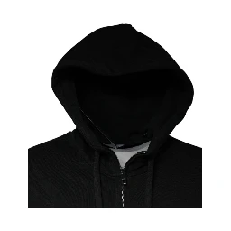 Black Logo Plaque Hooded Full Zip Sweater
