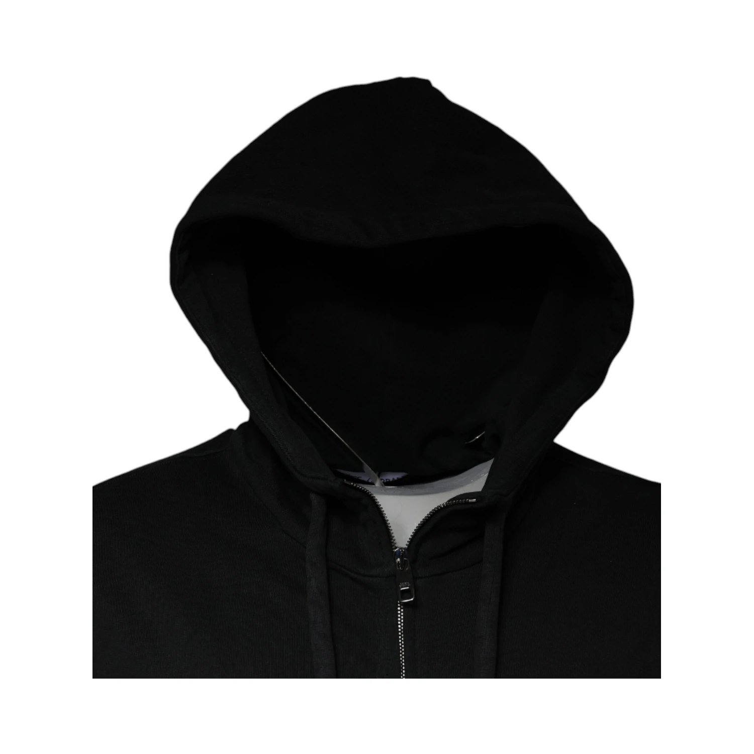 Black Logo Plaque Hooded Full Zip Sweater