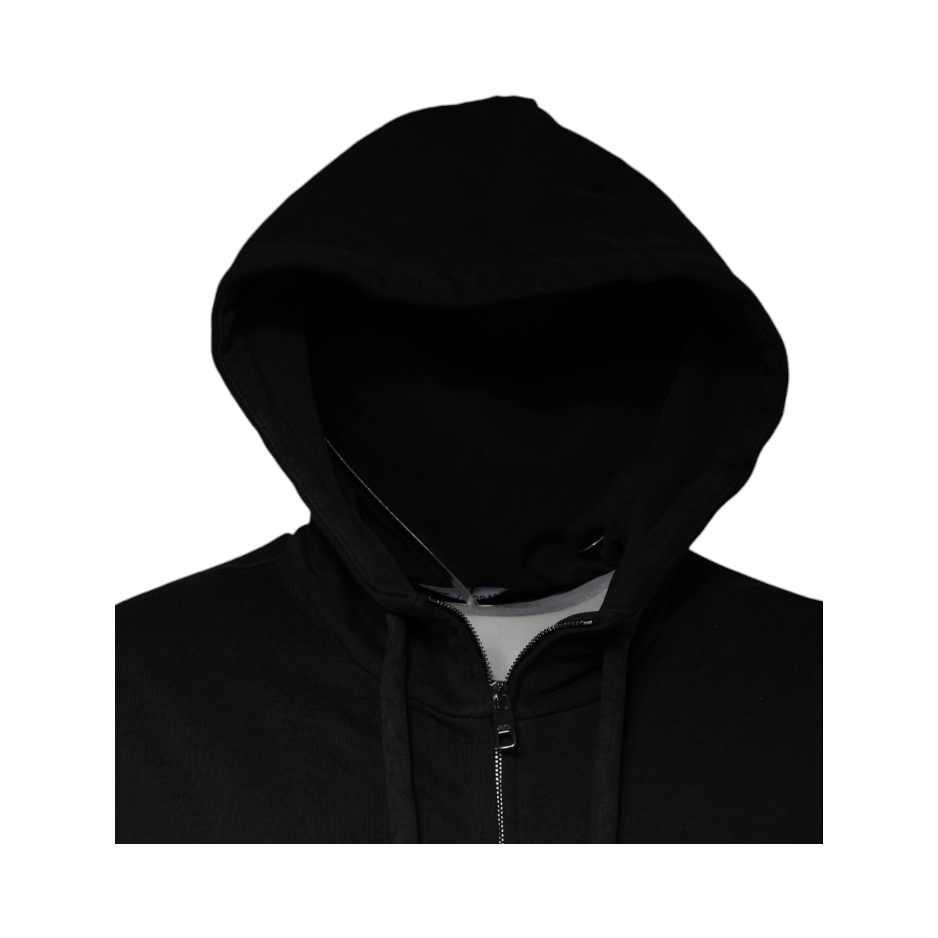Black Logo Plaque Hooded Full Zip Sweater