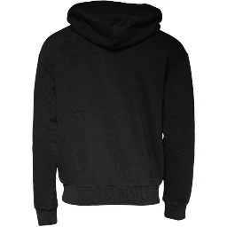 Black Logo Plaque Hooded Full Zip Sweater