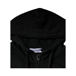 Black Logo Plaque Hooded Full Zip Sweater
