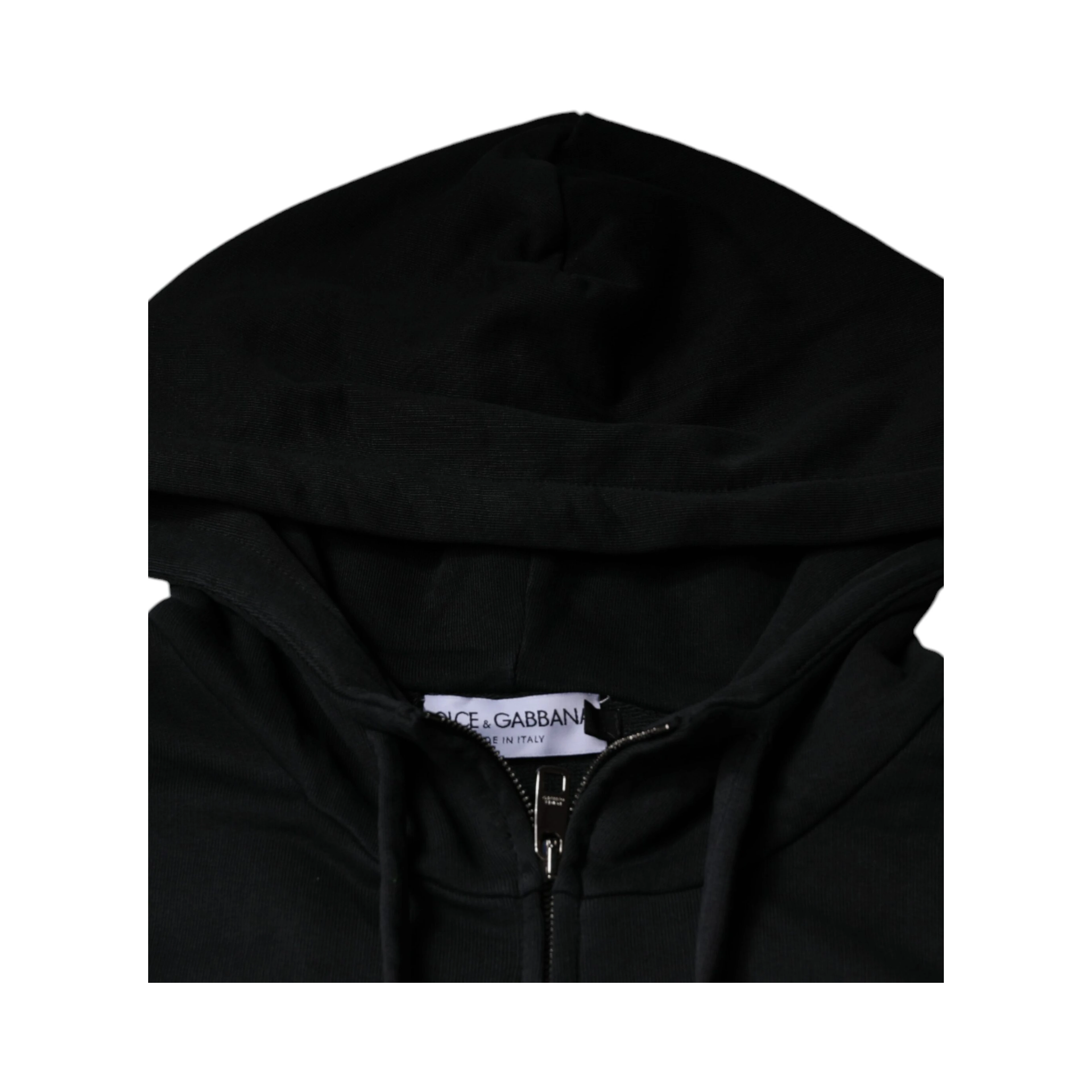 Black Logo Plaque Hooded Full Zip Sweater
