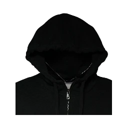 Black Logo Plaque Hooded Full Zip Sweater