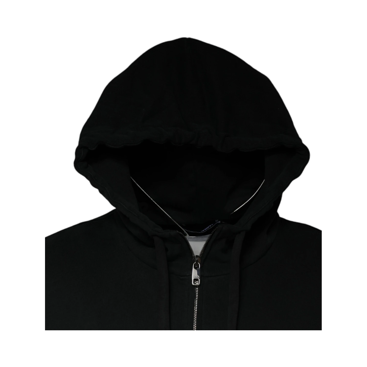Black Logo Plaque Hooded Full Zip Sweater