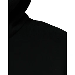 Black Logo Plaque Hooded Full Zip Sweater