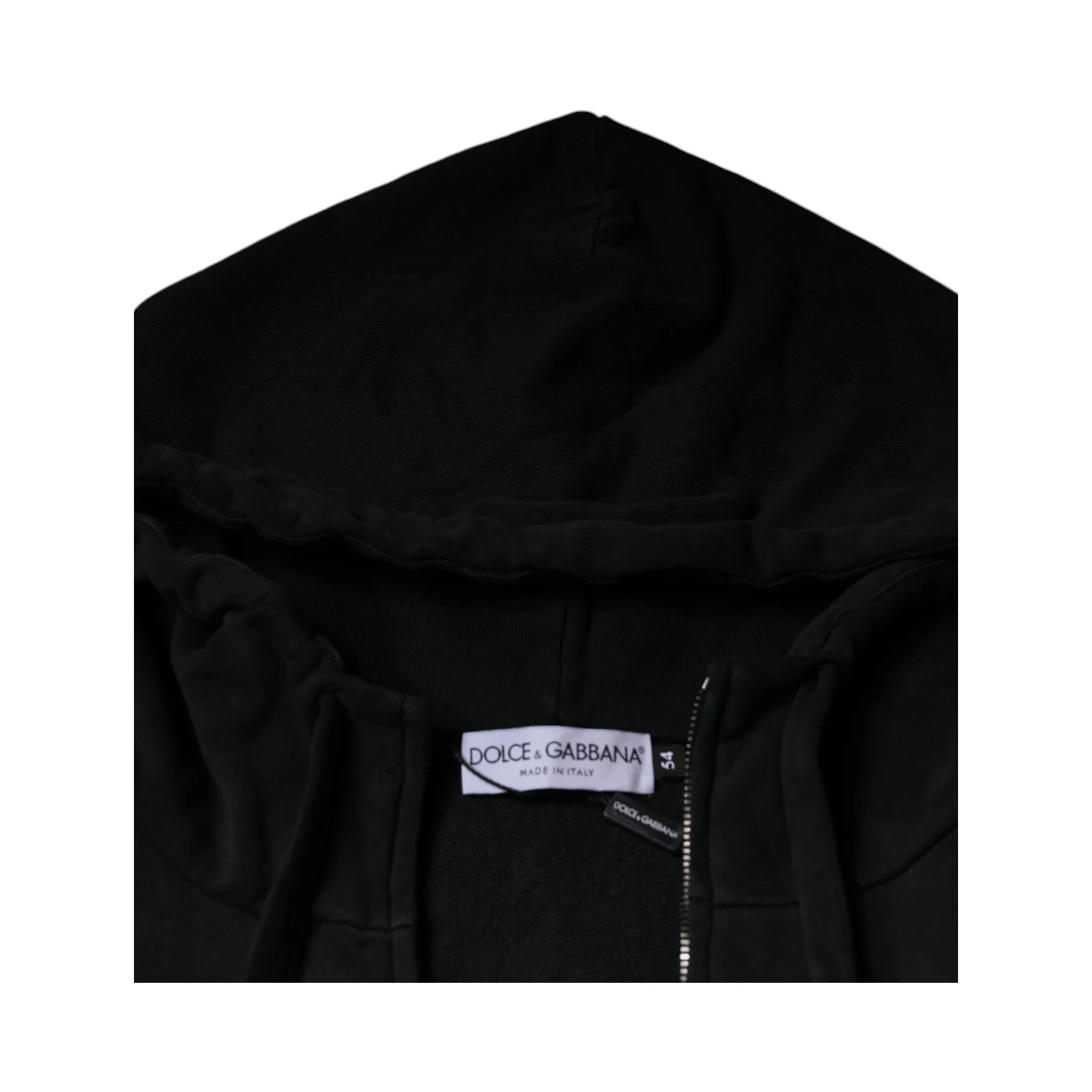 Black Logo Plaque Hooded Full Zip Sweater