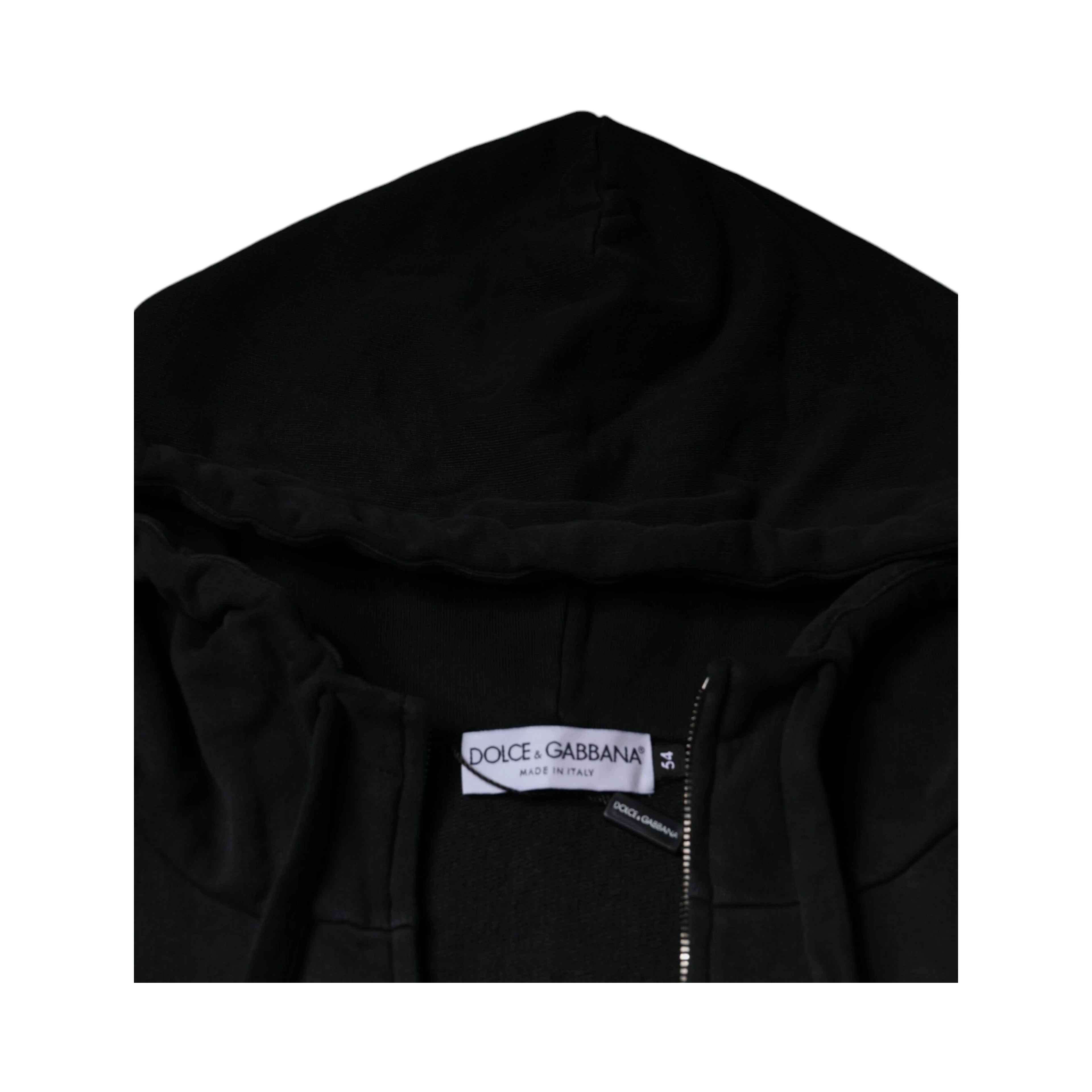 Black Logo Plaque Hooded Full Zip Sweater