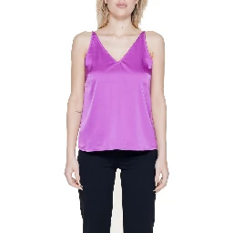 Satin Cami Top Sleeveless V Neck Women Purple Tops