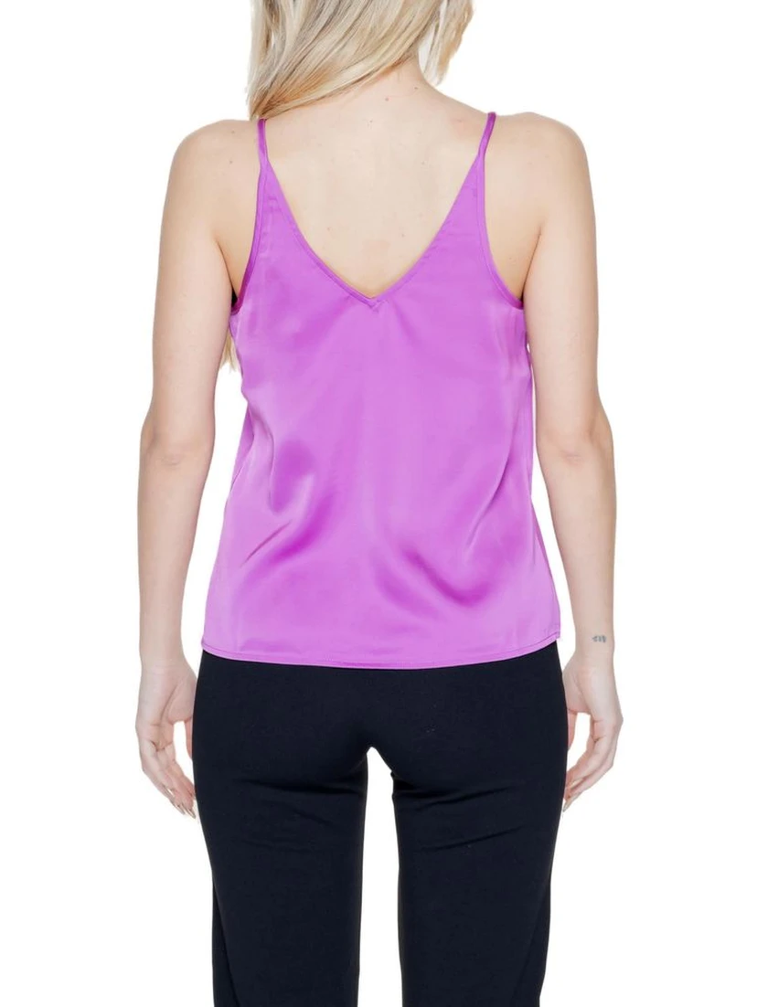Satin Cami Top Sleeveless V Neck Women Purple Tops