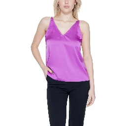 Satin Cami Top Sleeveless V Neck Women Purple Tops