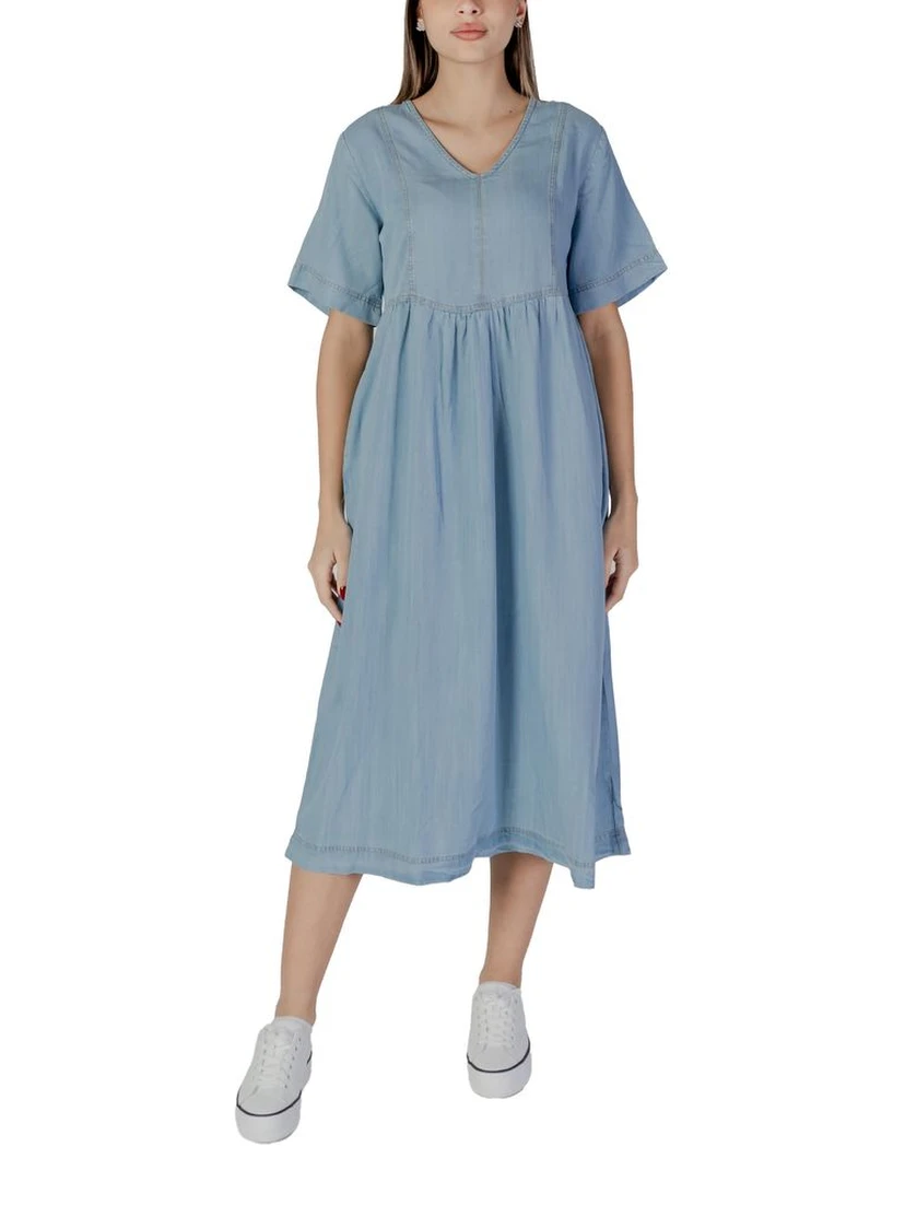 Light Blue Cotton Long Dress
