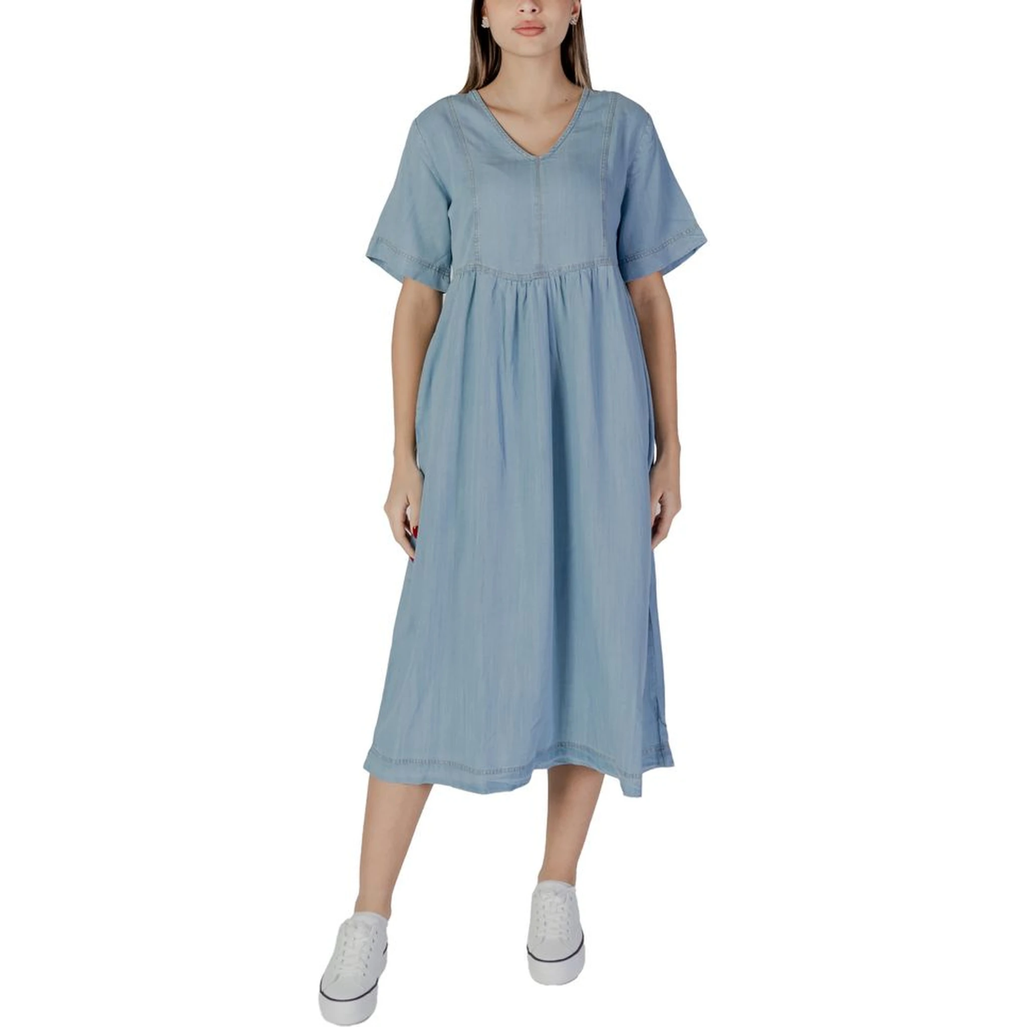 Light Blue Cotton Long Dress