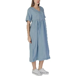Light Blue Cotton Long Dress