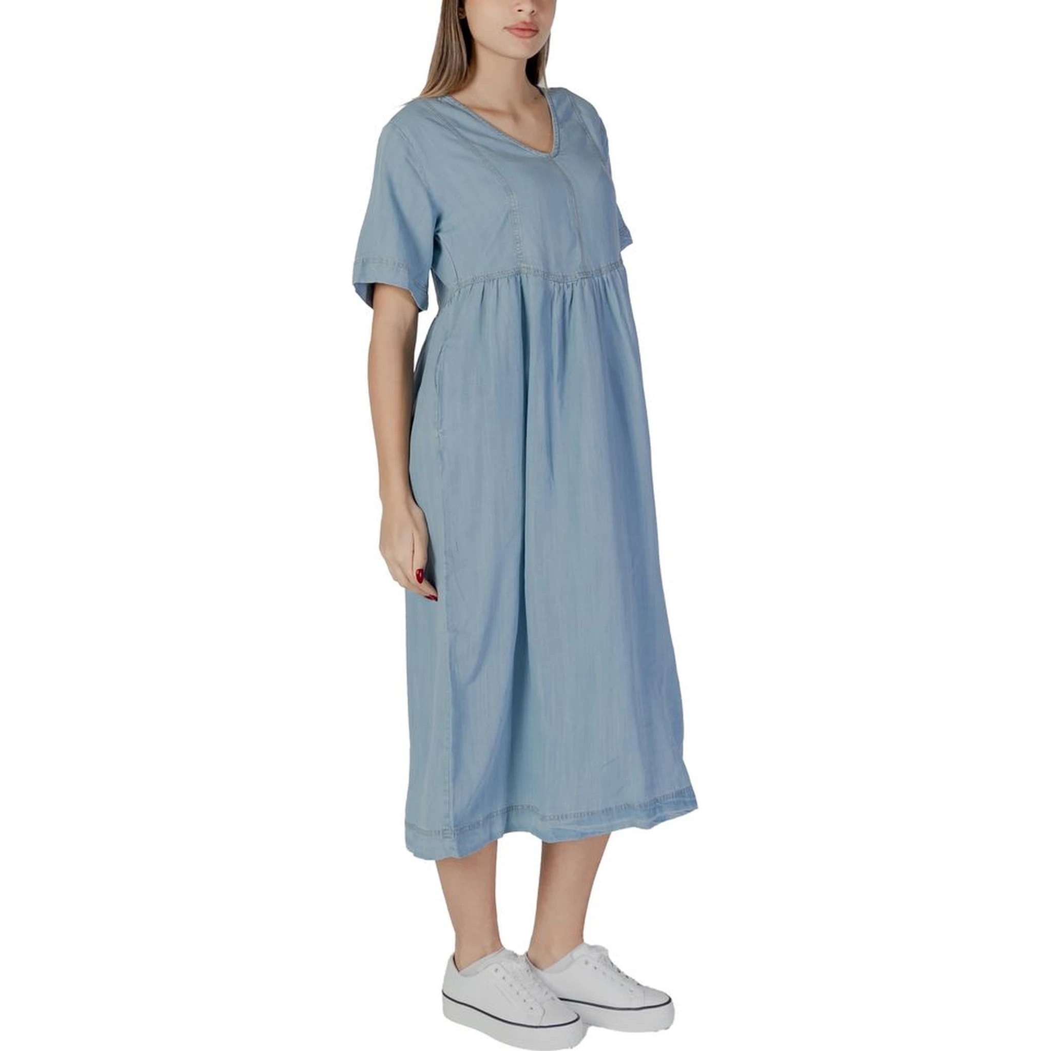 Light Blue Cotton Long Dress