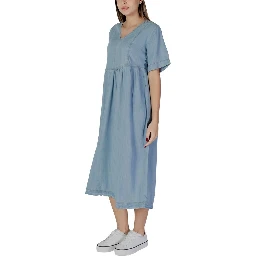 Light Blue Cotton Long Dress