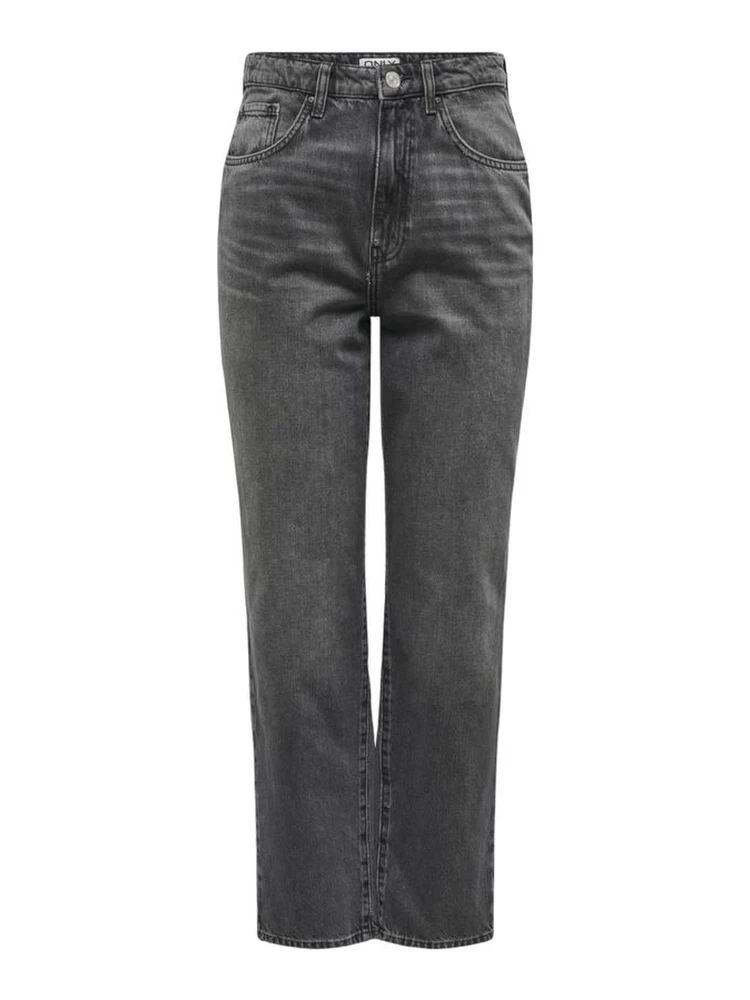 Gray Cotton Mom Jeans