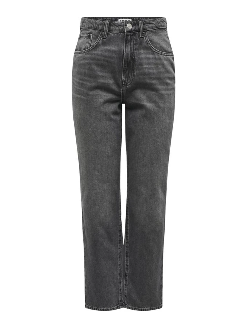 Gray Cotton Mom Jeans