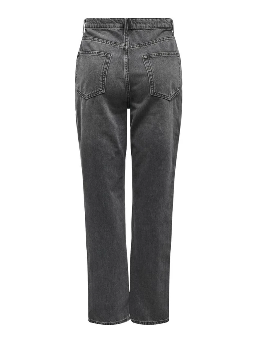 Gray Cotton Mom Jeans