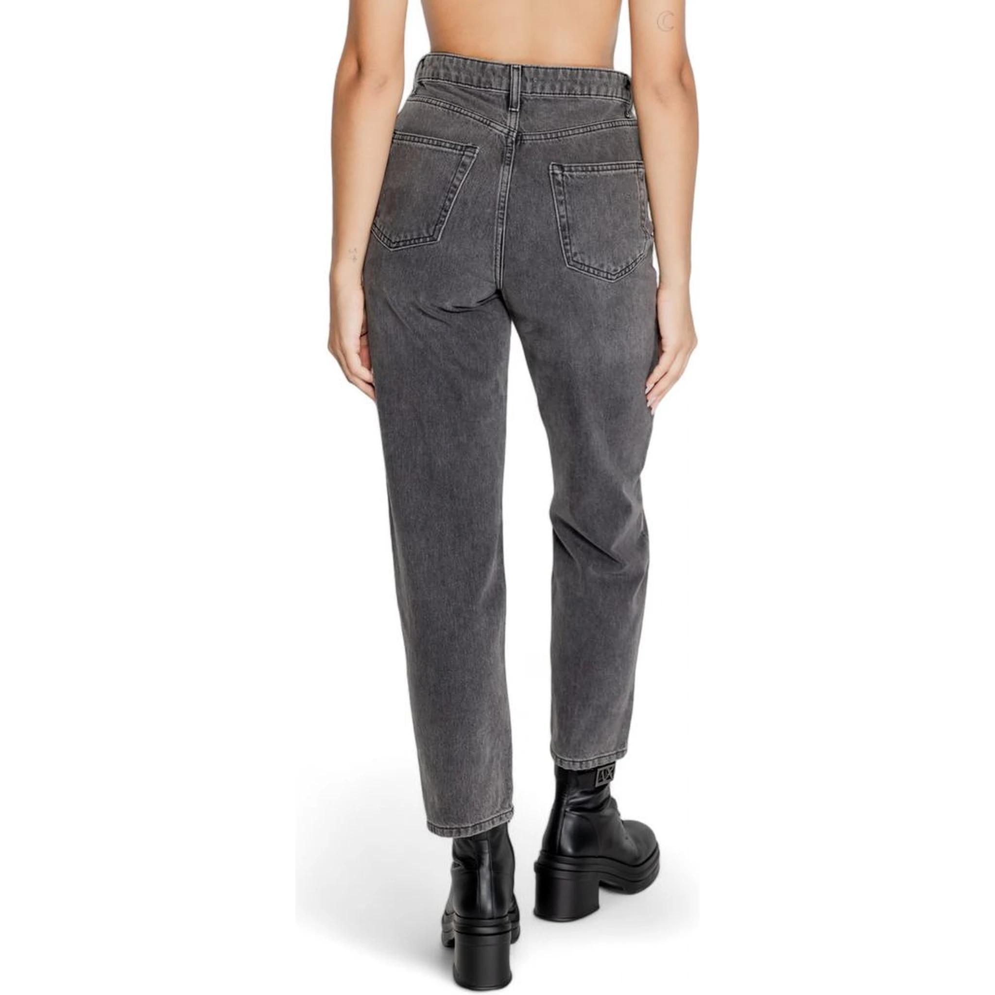 Gray Cotton Mom Jeans